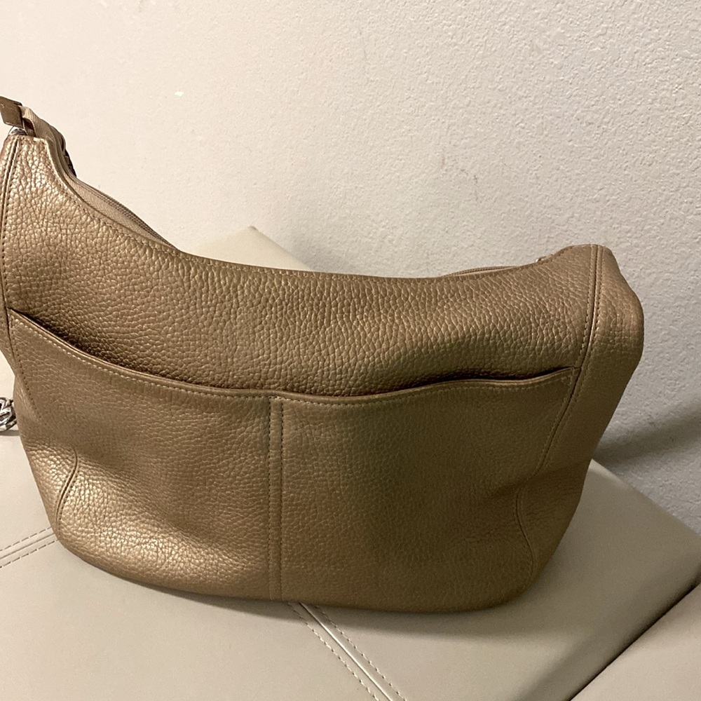 Brighton Gold/Tan Braided Handle Genuine Leather Bag - Picture 5 of 13
